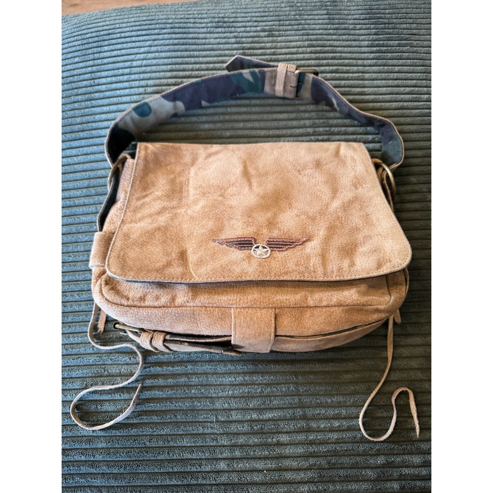 Wilson's Leather Maxima Suede Camo Purse Vintage Convertible Bag‎ (3792)